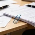 thumbnail image 1 of ZZkhGO Multi-Purpose Metal Pen Clip, Notebook Pen Stand Office Stationery Accessory, Portable Paperclip Multi Functional Pen Buckle for Desk Organizer, Blue, 1 of 6