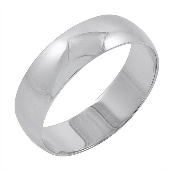 Men's 10K White Gold 6mm Traditional Plain Wedding Band (Available Ring Sizes 8-12 1/2) Size 10