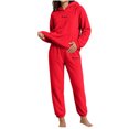 thumbnail image 5 of Mutghys Winter Pajamas for Women Set Fleece Hooded Long Sleeve Top with Pockets Elastic Waist Long Pants Home Lounging Soft Comfy Warm Sleepwear Set, 5 of 8