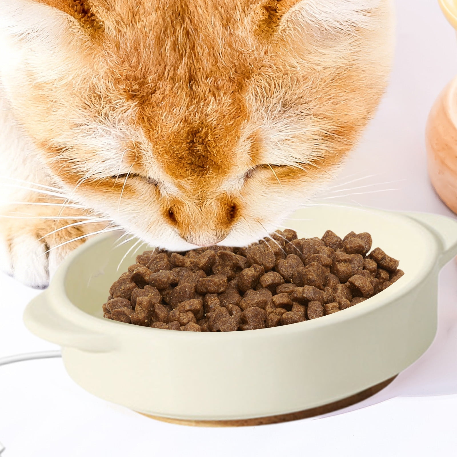 USB Heated Ceramic Pet Water Bowl for Cats and Dogs, Constant Temperature Warm Water Dish Winter Use, Thermostatic USB-Powered