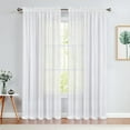 thumbnail image 2 of Lazzzy Sheer Curtains 63 inches 2 Panels Lace Leaf Farmhouse Voile for Living Room Bedroom Country Rustic Curtains Rod Pocket Ivory W55" x L96", 2 of 10
