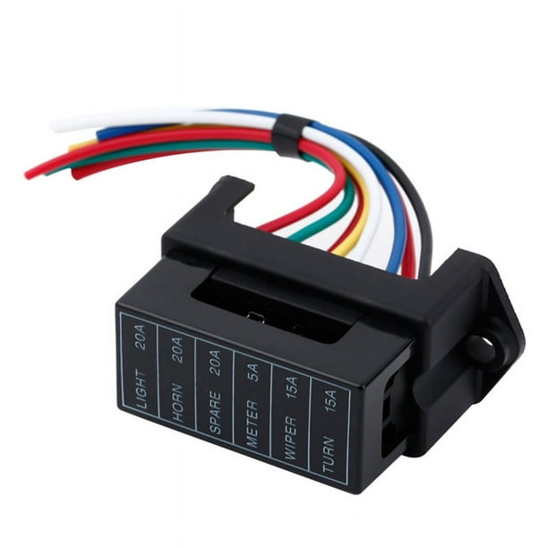 Circuito de 6 Vías DC32V para Remolque de Automóvil, Portafusibles de Cuchilla para Automóvil, ATC ATO, 2 Entradas, 6 Salidas, Cable