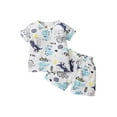 thumbnail image 2 of hirigin Kid Baby 2Pcs Summer Outfits Cartoon Print Short Sleeve Tops + Shorts, 2 of 9