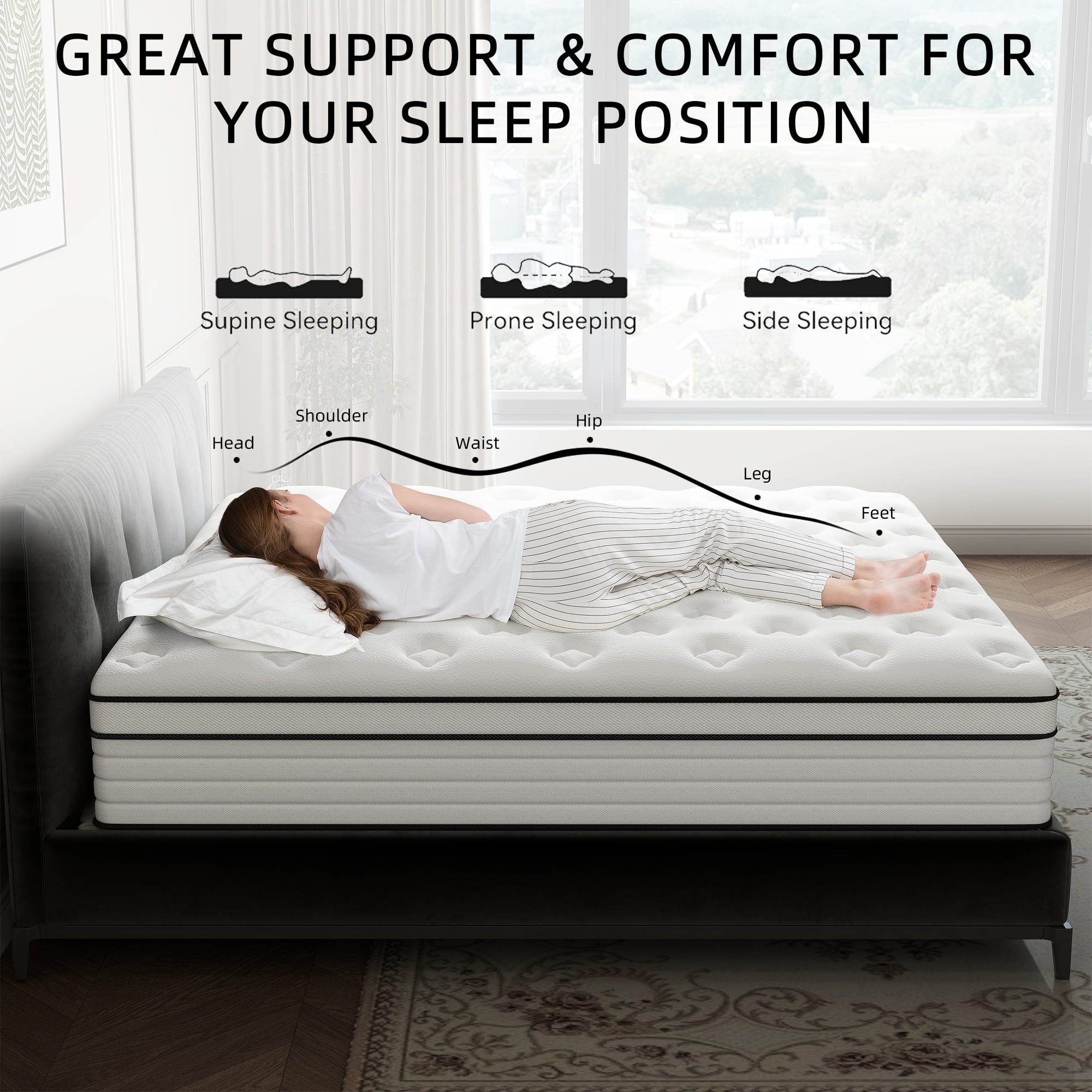 Yilicy 12 inch Full Hybrid Mattress, Gel Memory Foam Mattress in a Box, Pressure Relief