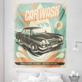thumbnail image 1 of Cars Tapestry, Retro Car Wash Poster Mechanic Repair Cleaning Grunge Advertising, Fabric Wall Hanging Decor for Bedroom Living Room Dorm, 5 Sizes, Pale Orange Turquoise, by Ambesonne, 1 of 1
