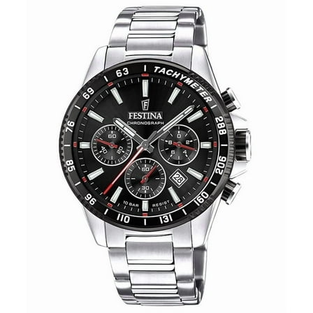 Festina Timeless Chronograph Stainless Steel Black Dial Quartz F20560-6 100M Men's Watch