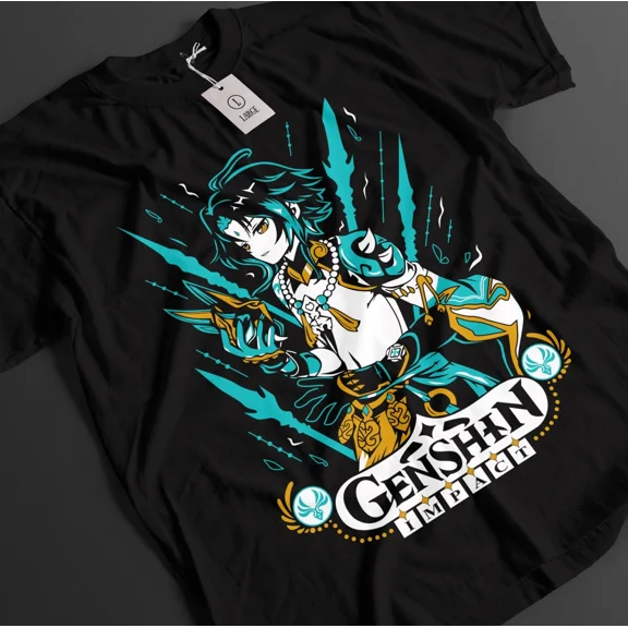 VINTAGE Genshin Impact Shirt Nahida Tshirt Ei T-Shirt Xiao Top Hu Tao Kazuha Anime Tee