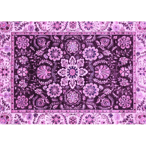 Ahgly Company Indoor Rectangle Abstract Purple Modern Area Rugs, 7' x 10'