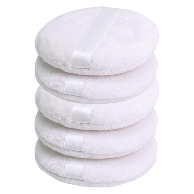 CHOK 10pcs Powder Puff 4.13 Inch Powder Puff for Body Powder Body Powder Puff Large Powder Puff Loose Powder Puffs Soft Velour Body Powder Puff and Container White