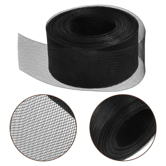 Topbathy Horsehair Fabric Elastic Mesh Braid Black Polyester 1Pack for Sewing Accessories