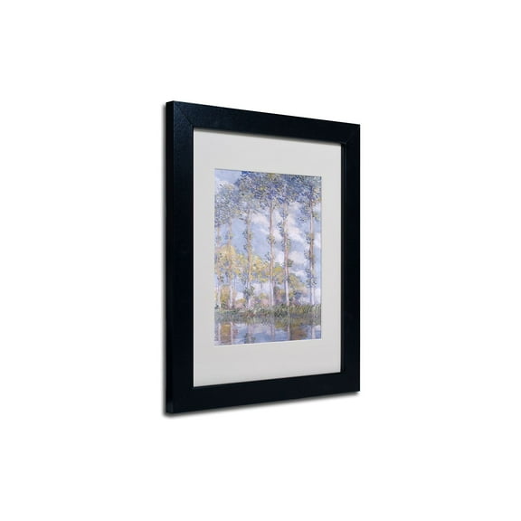 Trademark Fine Art "The Poplars" Matted Framed Canvas Art by Claude Monet
