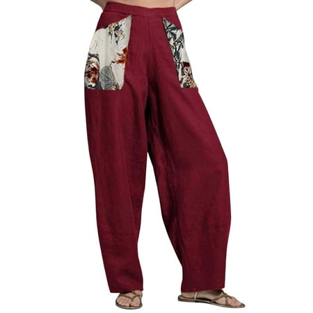 

Womenss Cropped Pants Casual Petite Womenss Casual Printned Capri Pants Elastic Waist Summer Cropped Trousers With Pockets Pajamas for Womens
