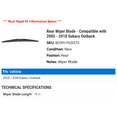 thumbnail image 2 of Rear Wiper Blade - Compatible with 2005 - 2018 Subaru Outback 2006 2007 2008 2009 2010 2011 2012 2013 2014 2015 2016 2017, 2 of 2