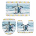 thumbnail image 2 of Summer Marine Life Bathroom Rugs Set Nautical Sea Turtle Rustic Flowers Blue Wood Grain Non Slip Absorbent Bath Mats 3 Piece Set with Bathroom Rug, U-Shaped Floor Mat, Toilet Seat Cover Large Size, 2 of 9
