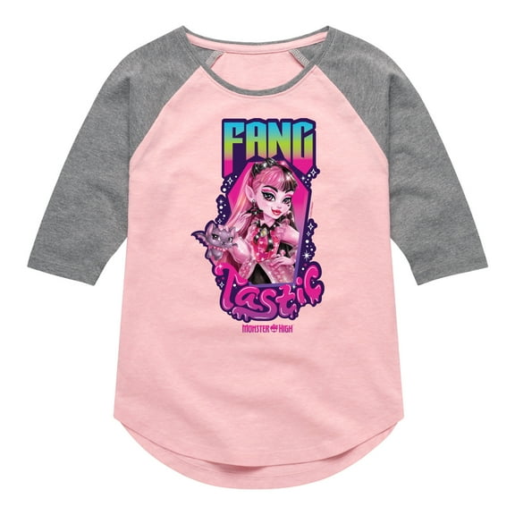 Monster High - Draculaura Is Fangtastic - Toddler & Youth Girls Raglan Graphic T-Shirt