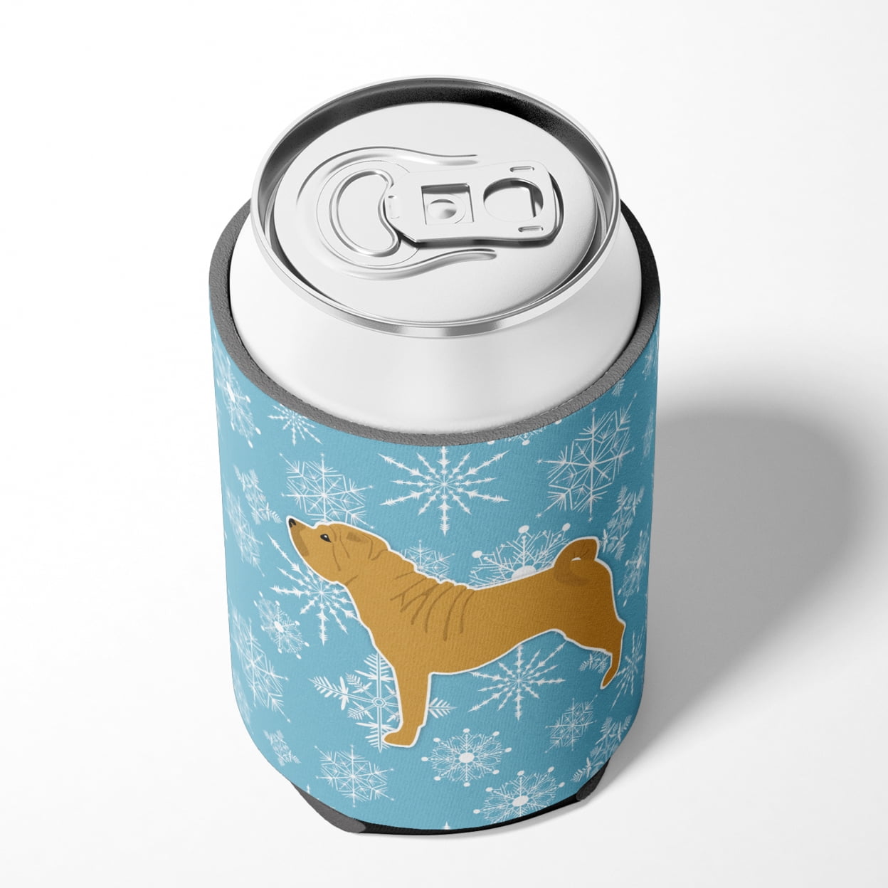 Carolines Treasures BB3552CC Winter Snowflake Shar Pei Merry Can or Bottle Hugger