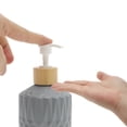 thumbnail image 3 of Unique Bargains 1 Pc Round Bottom Bamboo Grain Soap Dispenser 13.53oz Gray White, 3 of 6