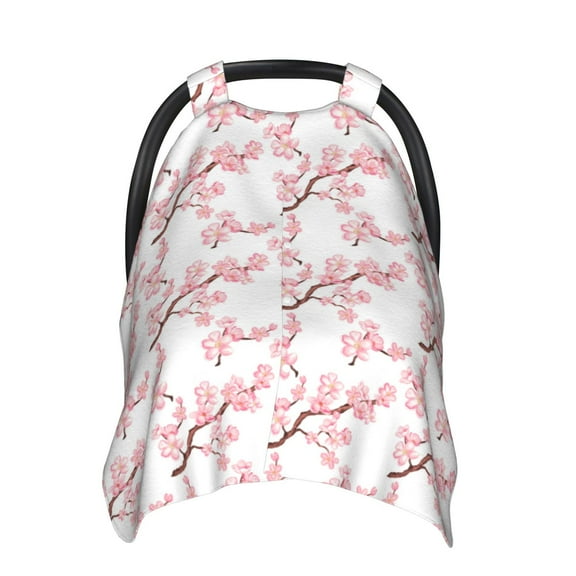 Car Seat Cover Baby - Watercolor floral pink berry blossom Breathable Infant Car Seat Cover for Baby Carseat, Lightweight Comfort Baby Essentials Must Haves Newborn Stuff for Girl Boy