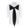 thumbnail image 5 of SMihono Women's Bow Tie Front Button Down Shirt Dress Long Sleeve Collared Color Block Cute Short Mini Dress Black M, 5 of 5