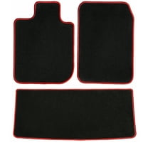 GGBAILEY Ram Chassis 3500 (4 Door) Black with Red Edging Carpet Car Mats / Floor Mats, Custom Fit for 2011, 2012, 2013, 2014, 2015, 2016, 2017, 2018 - Driver, Passenger & Rear Mat