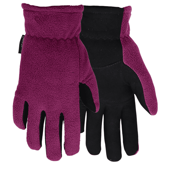 Red Steer 150P Women's Lined Suede Deerskin Gloves, Plum Color, Heatsaver Thermal Insulated, Size Small