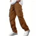 thumbnail image 2 of Leggings lisos informales para hombre: cintura elástica con cordón, tejido de poliéster, ropa diaria/informal, tallas M-XXXL., 2 of 3