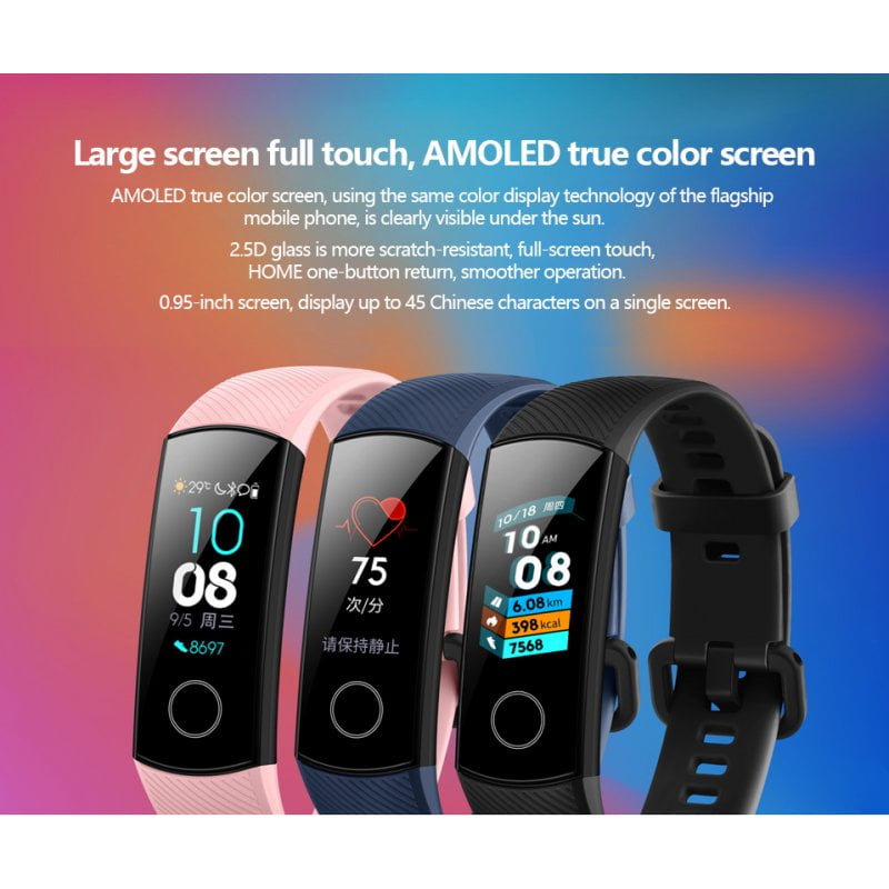 Original HUAWEI Honor Band 4 Smart Wristband AMOLED Color 0.95 Touchscreen 5ATM Swim Posture Detect Heart Rate Sleep Snap Black Walmart