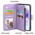 thumbnail image 6 of Asuwish Compatible with Samsung Galaxy A55 5G Wallet Phone Case and Tempered Glass Screen Protector Flower Faux Leather Flip Credit Card Holder Stand Zipper Cell Cover for A 55 55A A555G Women Purple, 6 of 8