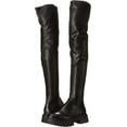 thumbnail image 6 of Ash Gill Black Pull On Stretch Fitted Nappa Over The-Knee Lug Sole Boots (Black, 8), 6 of 6