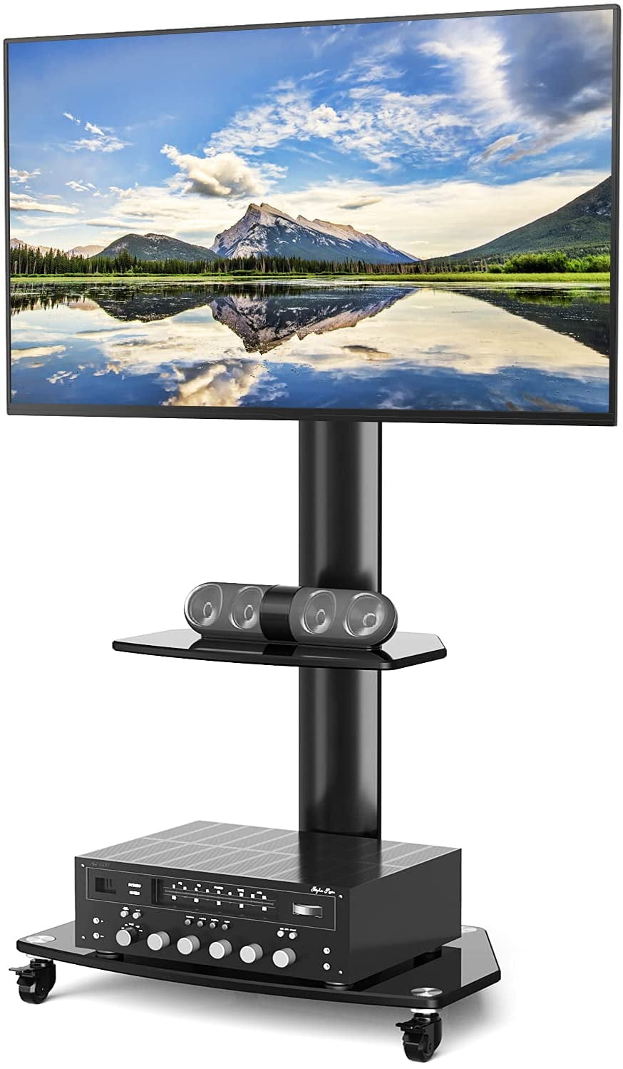 Tall Floor TV Stand with Swivel Mount for 27-55 inch TVs 