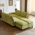 thumbnail image 6 of Ktaxon 155" W Sectional Convertible Sofa U Shaped Modular Couch with Double Chaise Corduroy Sleeper Set with 4 Oversized Seats Olive Green, 6 of 8