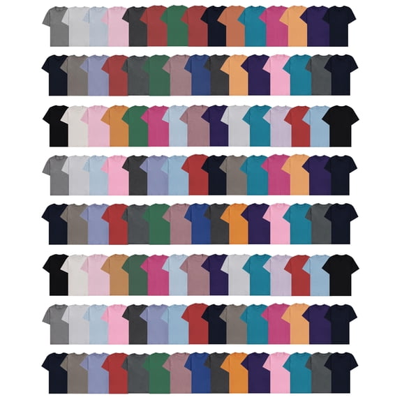 SOCKS'NBULK 120 Pack Mens Cotton Crew Neck Short Sleeve T-Shirts Mix Colors Bulk Wholesale Tshirts Case