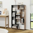 thumbnail image 2 of Topbuy Geometric Bookshelf 47-Inch Bookcase w/ Multiple Open Shelves Anti-Tipping Devices Freestanding Book Storage Organizer Black + Natural, 2 of 9