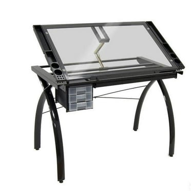 Martin Design Line Drawing Table with Glass Top, Black - Walmart.com
