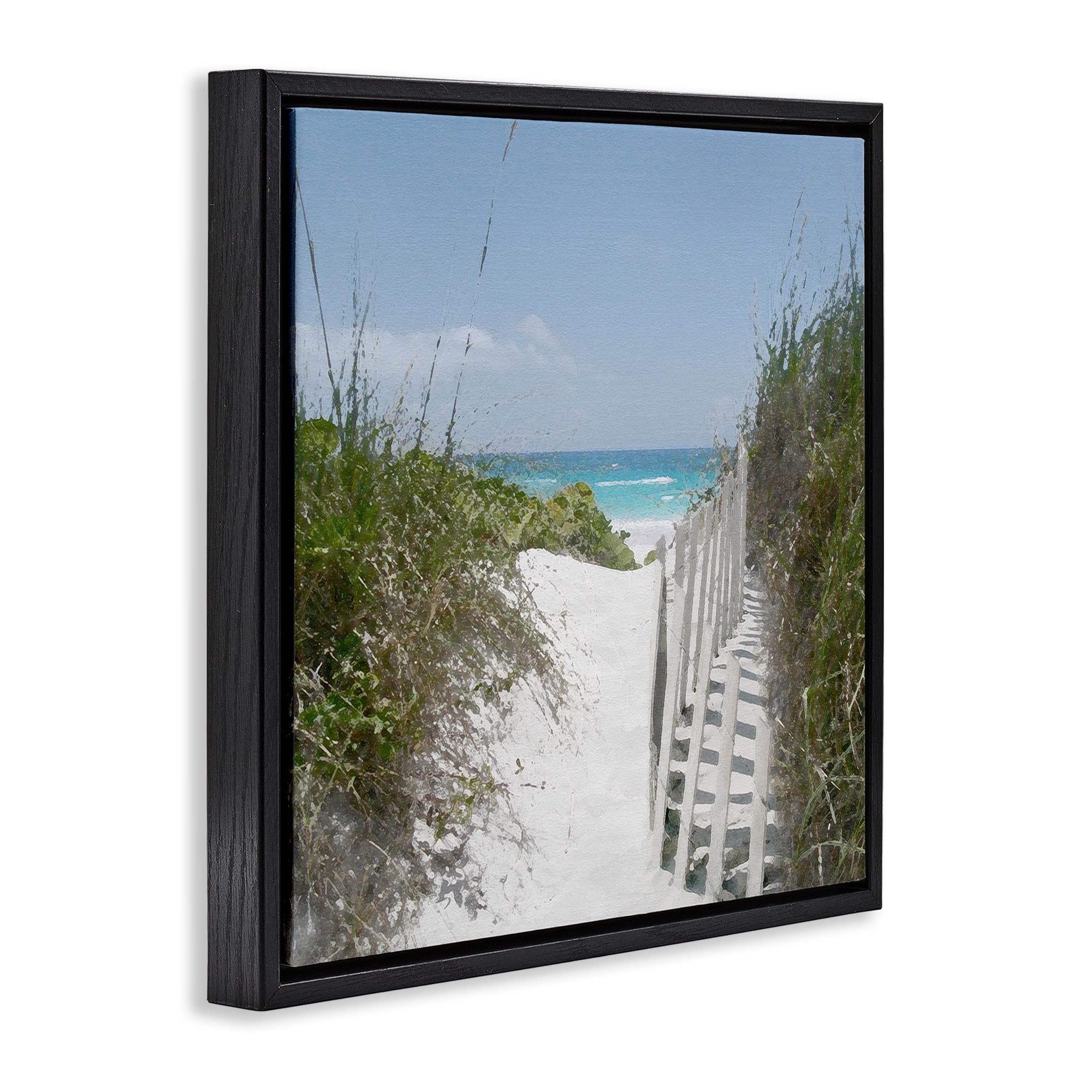 Stupell Industries To The Sea Landscape Coastal Photography Black Floater Framed Canvas Art Print Wall Art, 18 x 18