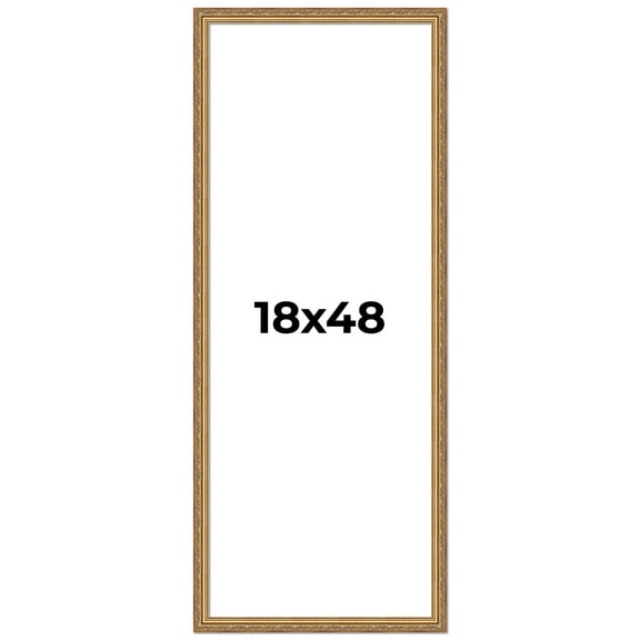 18x48 Frame Gold Solid Wood Picture Frame Width 1.25 Inches | Interior Frame Depth 0.375 Inches |