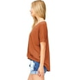 thumbnail image 2 of Double Zero Women's Surplice V-Neck Soft Casual Top (Rust, Medium), 2 of 3