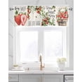 thumbnail image 2 of Strawberry Kitchen Valances for Windows Farmhouse Linen Window Valance Curtain for Living Room Window Treatment Summer Fruits Green Botanical Floral Valance Rod Pocket Topper Drape, 42 x 12 Inch, 2 of 6