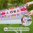 thumbnail image 6 of Decorative Bohemian Flowers Tablecloth 34x34 Square Stretch Fit Cover for Patio Kitchen and Dining Room Easy Care, 6 of 6