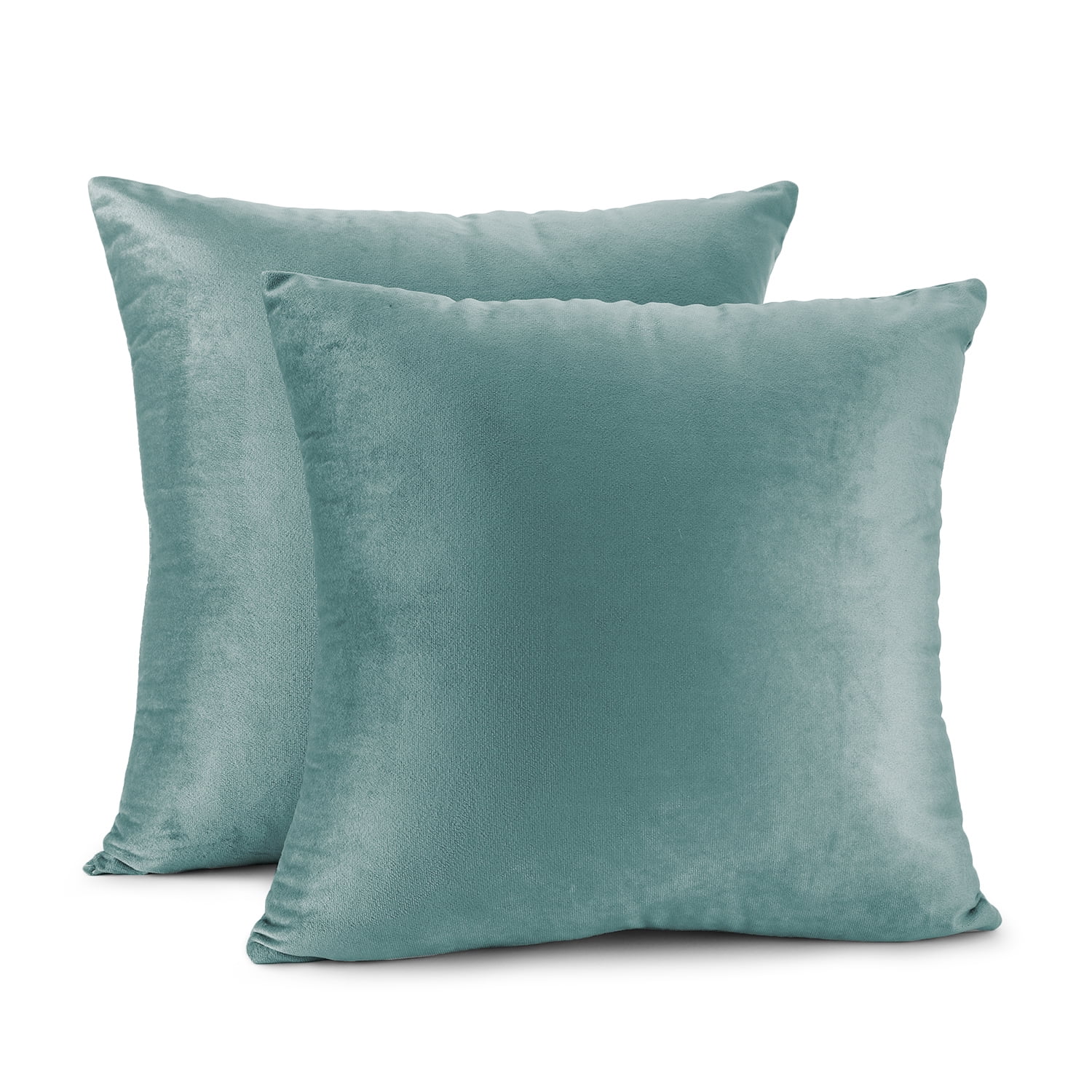 Clara Clark Plush Solid Decorative Microfiber Square Throw Pillow Cover with Throw Pillow Insert for Couch, Teal, 26"x26"", 4 Piece Decorative Soft Throw Pillow Set