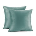 thumbnail image 2 of Clara Clark Plush Solid Decorative Microfiber Square Throw Pillow Cover with Throw Pillow Insert for Couch, Teal, 22"x22"", 4 Piece Decorative Soft Throw Pillow Set, 2 of 8