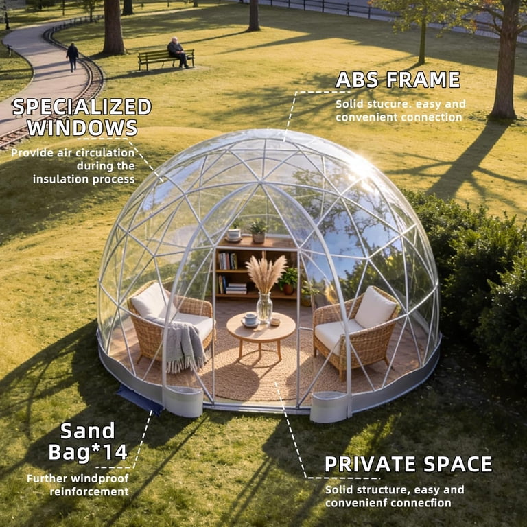 NEORIVER Garden Dome Tent, Outdoor TPU Geodesic Dome Bubble