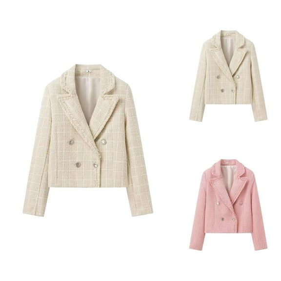 Blazers for Women 2025 Fall Long Sleeve Textured Collared Button Casual Suit Jacket Cardigan Outerwear