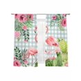 thumbnail image 7 of Summer Flamingos Sheer Curtains 63 Inch Length 2 Panels Set, Tropical Flowers Leaves Cactus Plaid Voile Window Treatment Rod Pocket Curtains Sheers Drapes for Bedroom/Living Room/Kitchen 52x"63"x2, 7 of 7