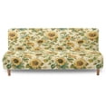 thumbnail image 2 of SCRAWLGOD Sunflower Leaf Print Armless Couch Slipcover Stretch Soft Couch Cover Washable Sofa Slipcover with Elastic Bottom for Dogs, 2 of 9