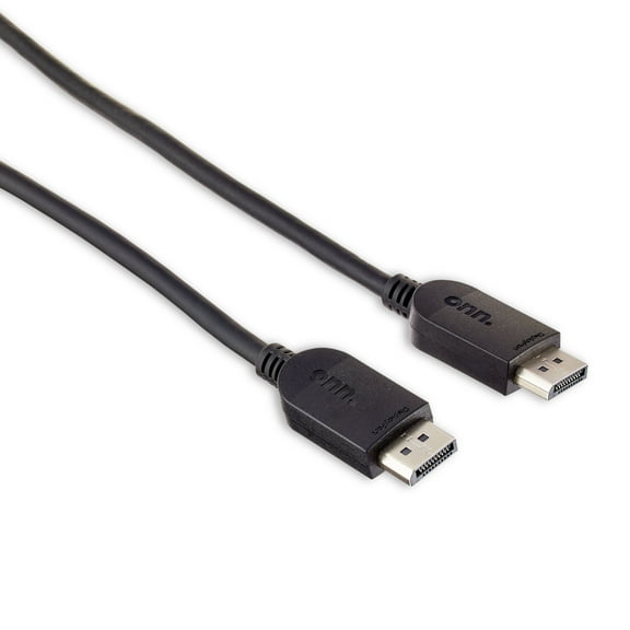 onn. 6' Display Port to Display Port Cable, Black