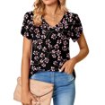 thumbnail image 2 of Hibeli Womens Summer Tunics Tops Floral Print Short Sleeve Casual T-Shirts V Neck Lightweight Cute Blouse, 2 of 5