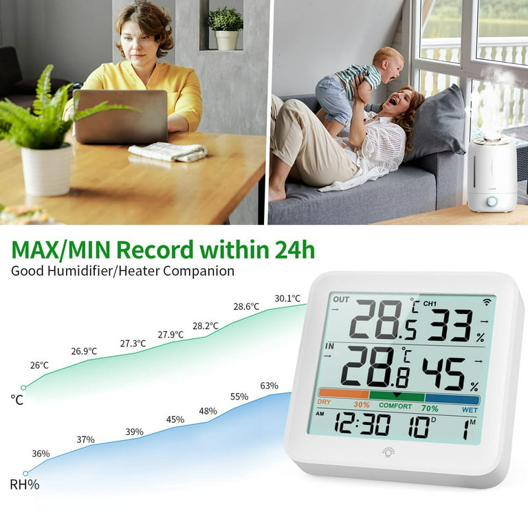 UKCOCO Thermometer Round Temperature Device Outside Wall Indoor Outdoor  Hygrometer Outdoor for Patio Temperature Monitor Tool Large Outdoor Garden