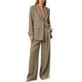 thumbnail image 2 of Gamivast Business 2 Piece Suit Set for Women Casual Notched Lapel Button Blazer Jacket and Wide Leg Trousers Office Professional Work Dress Outfits Khaki XXXL, 2 of 6