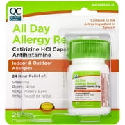 Quality Choice Indoor & Outdoor All Day Allergy Relief Medicine, Cetirizine HCI Antihistamine 10 mg, Softgels, 24 Hr Relief of Sneezing, Runny Nose, Itchy Watery Eyes, Itchy Throat and Nose, 25 Count